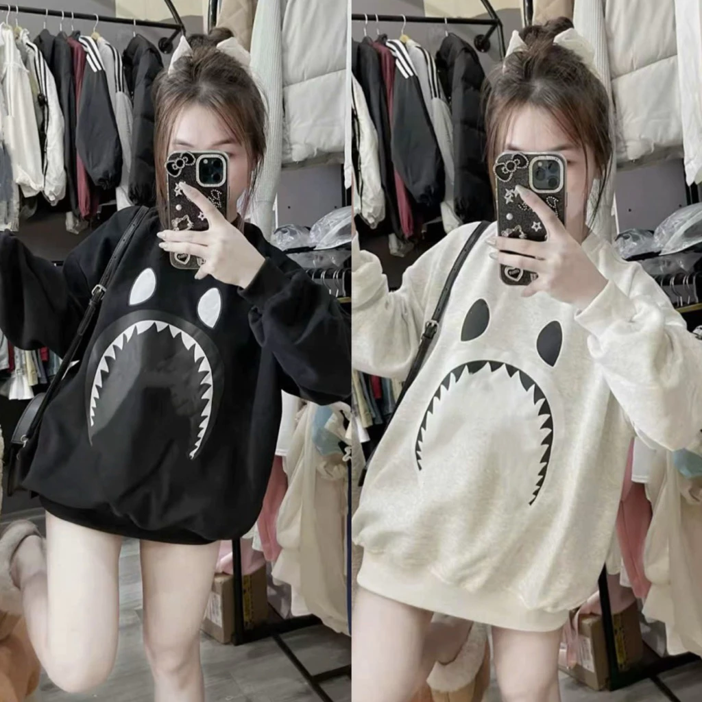 [HOT*] Áo Nỉ Cổ Tròn Sweater In Mặt CA MÂPPP Mới, thiết kế boxy rộng rãi, phong cách tối giản trẻ trung.