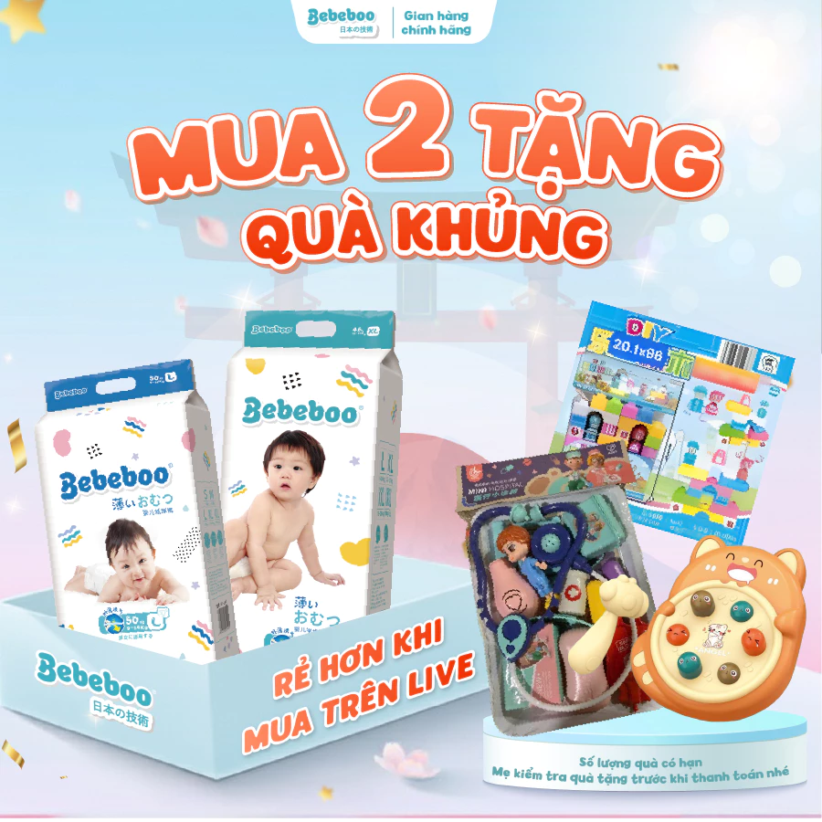 [MUA 2 TẶNG 1] COMBO 2 BỊCH Tã Bỉm Dán/Quần BEBEBOO Nhật Bản Chính Hãng,Thấm Hút Tốt,Đủ Size