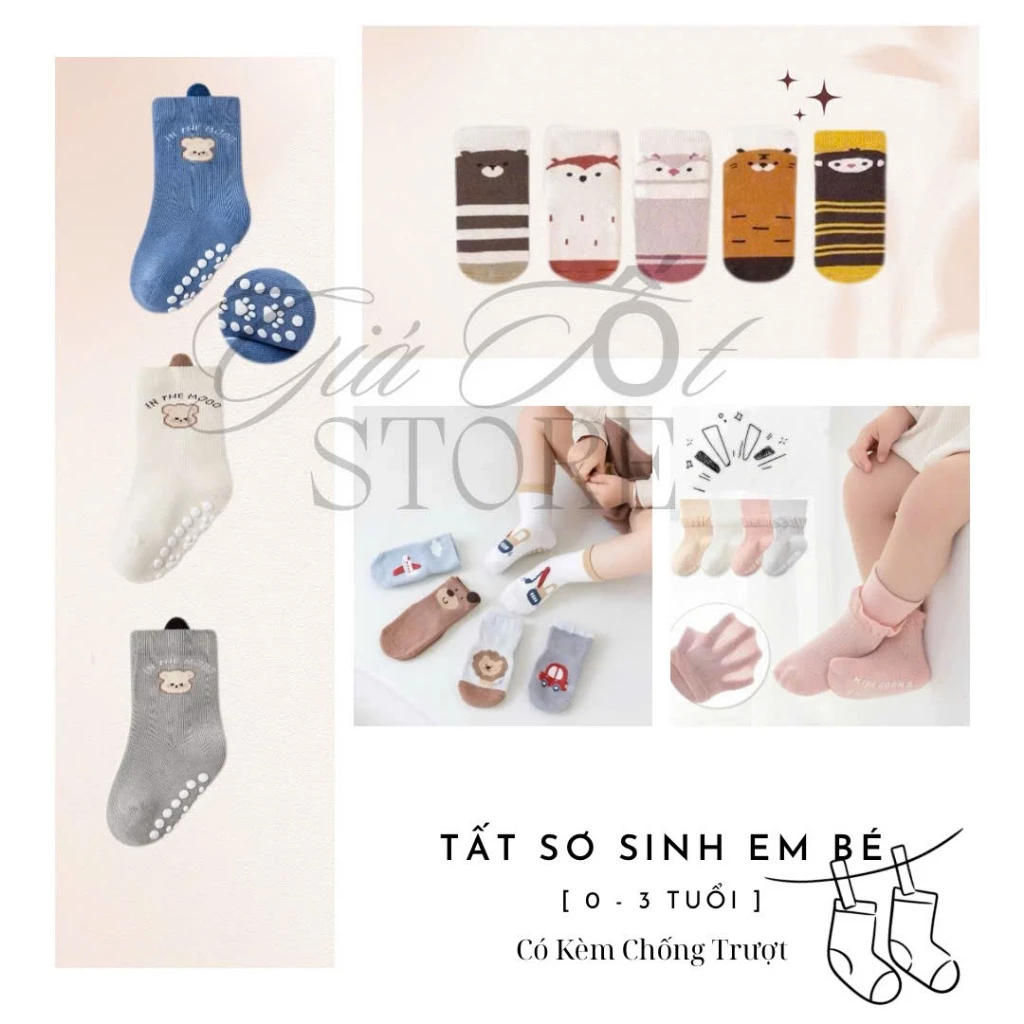 Set 5 Đôi Tất Vớ Sơ Sinh Cho Các Bé Có Chống Trơn Gồm Nhiều Hoạ Tiết Mẫu Mã Khác Nhau Mới Nhất