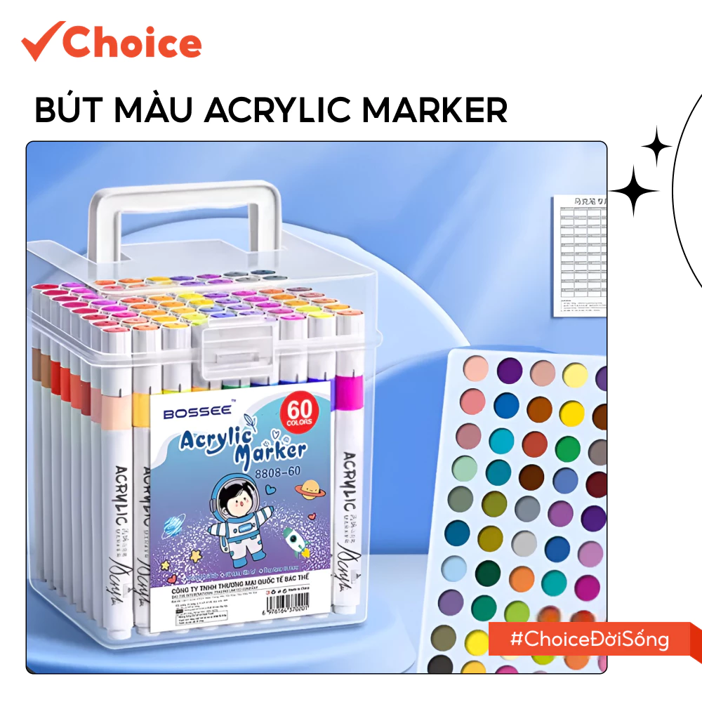 [Choice] Bút Màu Acrylic Marker LS1-2715-3778 Vẽ Mọi Chất Liệu, Màu Nước Tươi Sáng, Che Phủ Tốt