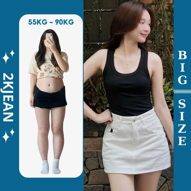 Chân váy jean nữ hàng QC thêu thỏ Bigsize 55kg-90kg túi kiểu form dáng a cao cấp thời trang bigsize 2Kjeans QC2109