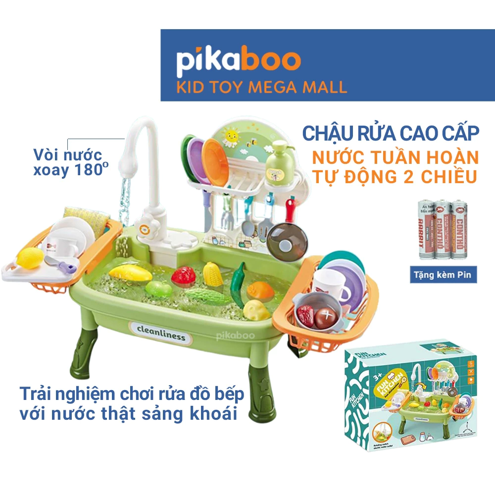 Đồ chơi rửa chén cho bé, đồ chơi nhà bếp cho bé Pikaboo, chất liệu cao cấp đã được kiểm định an toàn, sinh động đẹp mắt