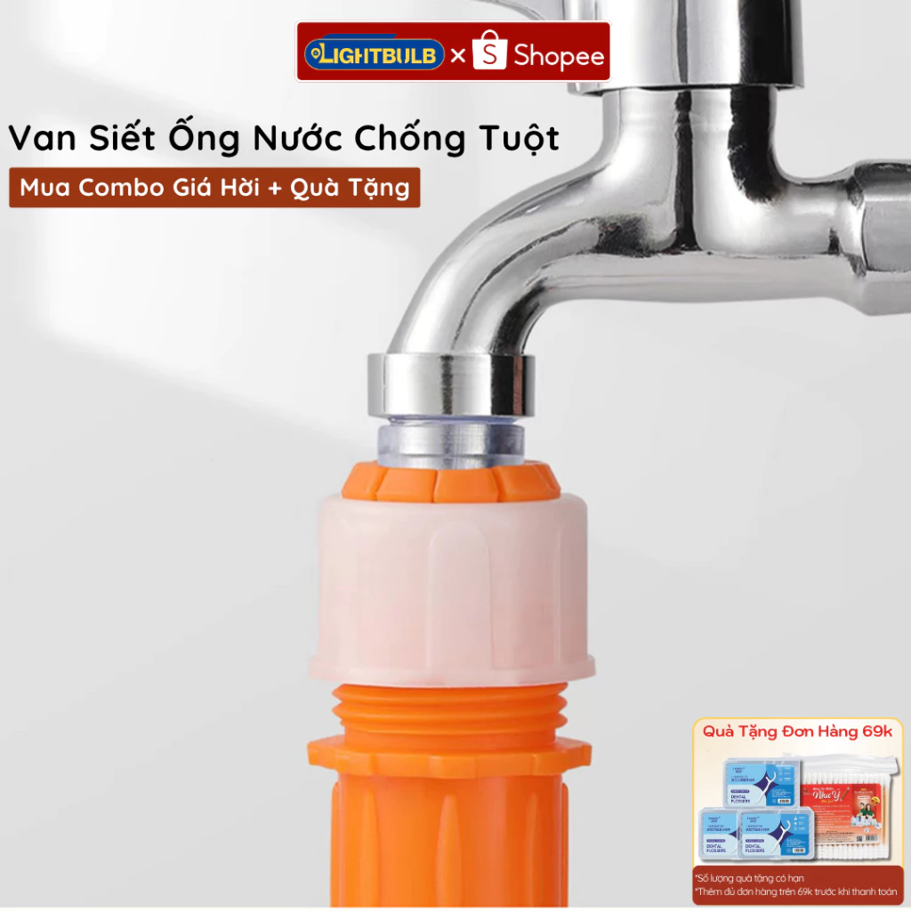 Van Siêt Ống Vòi Xả Nước Chống Dò Gỉ - Combo 5 Chiếc Đầu Nối Nhanh Vòi Nước Linh Hoạt Nhựa PVC