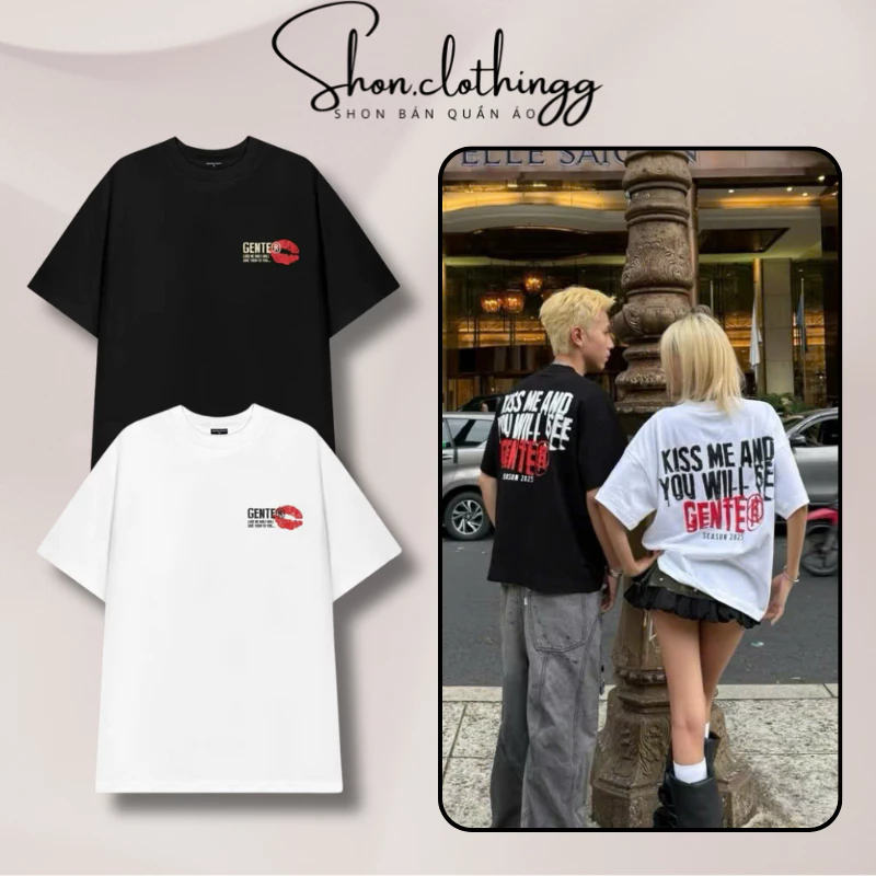 Áo Thun Kiss Me Môi Form Rộng Unisex Cotton 2 Chiều Dày Dặn Thoáng Mát Full Tem Tag Mạc Nam Nữ