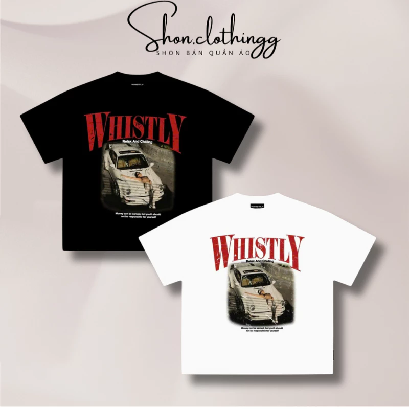 Áo Thun Whistly Xe Hơi In Hình Cao Cấp Cotton 2 Chiều Dày Dặn Thoáng Mát Full Tem Tag Mạc Hot Trehd