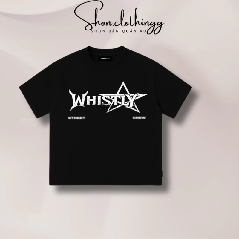 Áo Thun Whistly Sao In Hình Cao Cấp Cotton 2 Chiều Dày Dặn Thoáng Mát Full Tem Tag Mạc Hot Trend