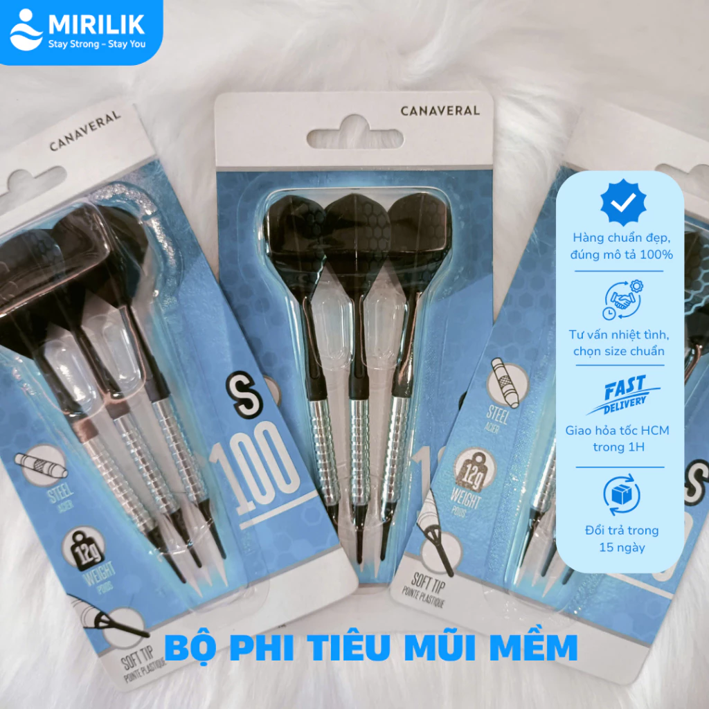 Bộ 3 chiếc phi tiêu mũi mềm S100 dễ ném chính xác cao có kết cấu liền khối trọng lượng nhẹ Mirilik