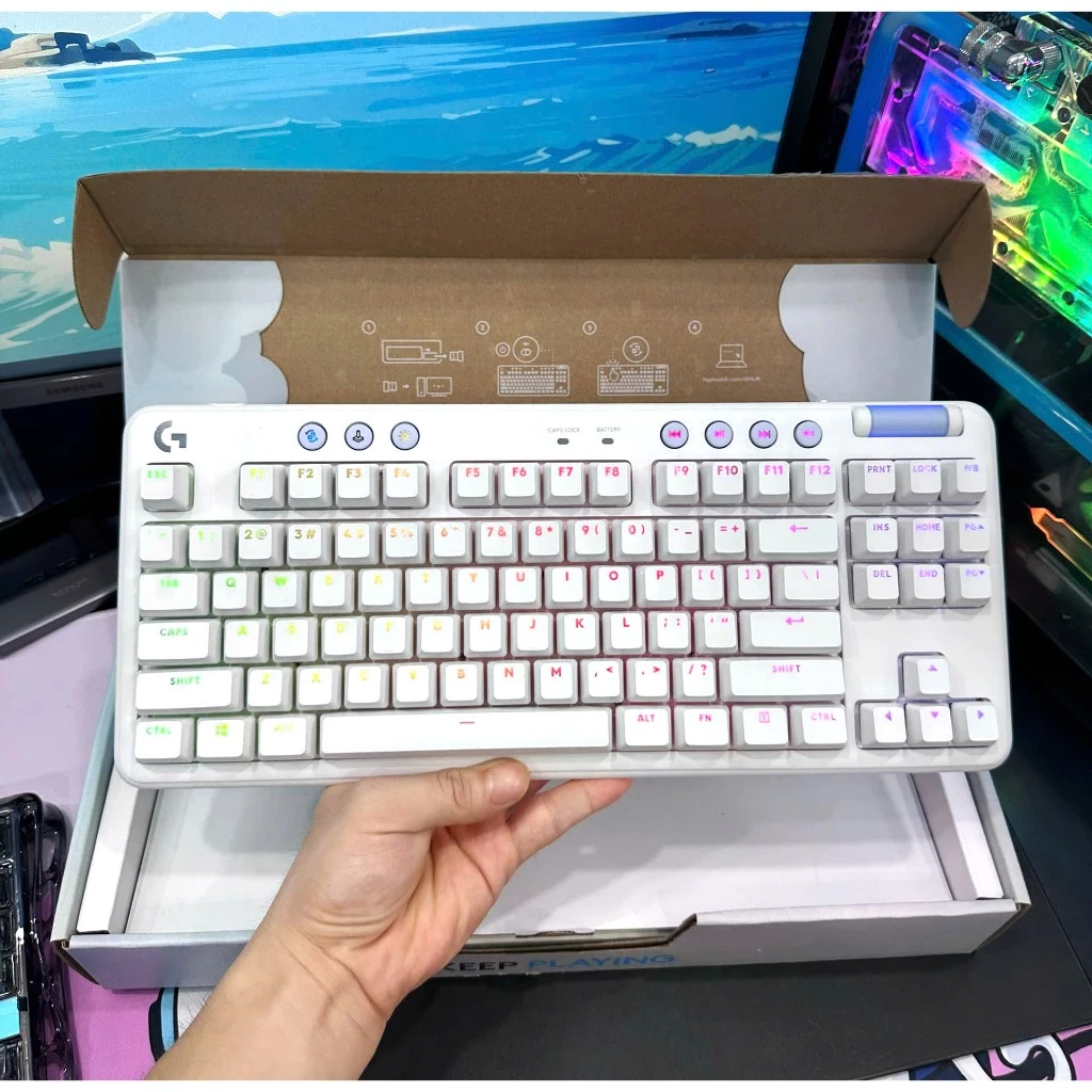Bàn phím gaming không dây Logitech G715 TKL Off-white Tactile Aurora , new seal 100% , giá rẻ nhất thị trường