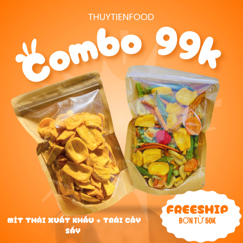 Combo 2 Gói 99k – Mít Sấy Giòn 200g + Rau củ Sấy Mix 250g – Đặc Sản Đà Lạt