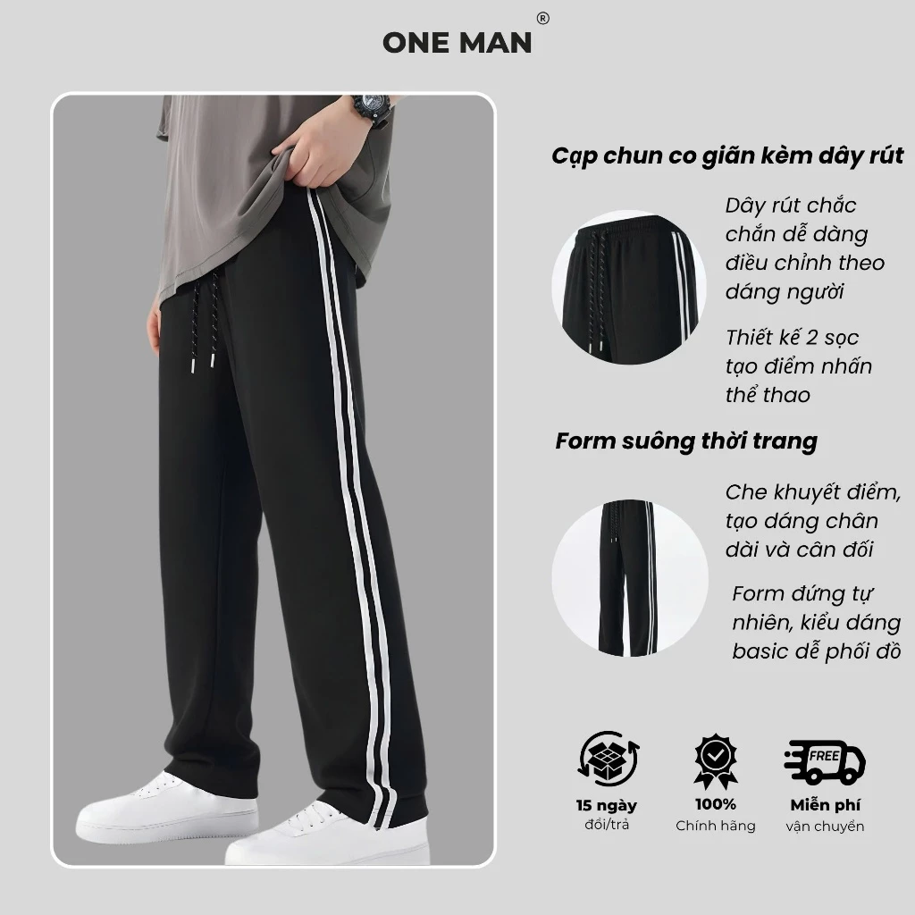 Quần dài nam nữ ONE MAN chất umi cao cấp form đứng, dáng suông ống rộng phong cách Hàn Quốc trẻ trung UM001