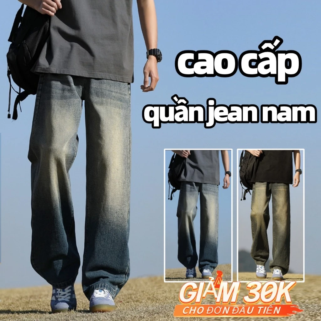 quần jean nam ống rộng quần bò nam RETRO baggy chất JEAN mềm chống mài mòn phom dáng thoải mái
