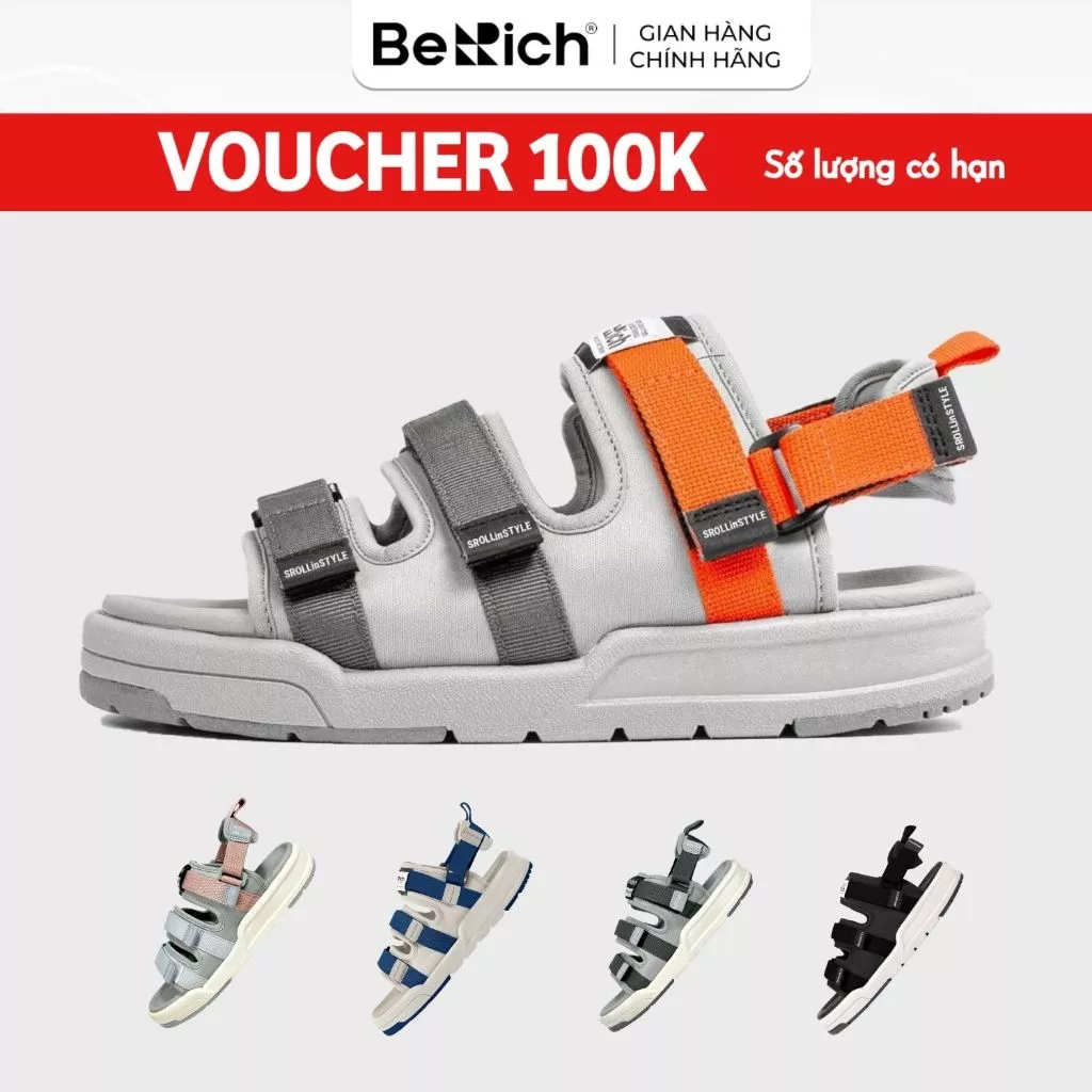 Giày Sandal Berich Nam Nữ Đi Học 3 Quai Ngang Chống Trơn Trượt Êm Bền BE1602