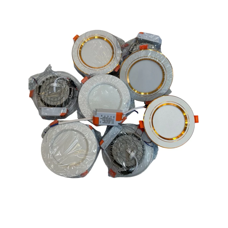 Combo 5-10-20 Đèn Led Âm Trần đổi 3 Màu, 9w phi 90 Viền Vàng-Viền-Bạc-Trắng Trơn,