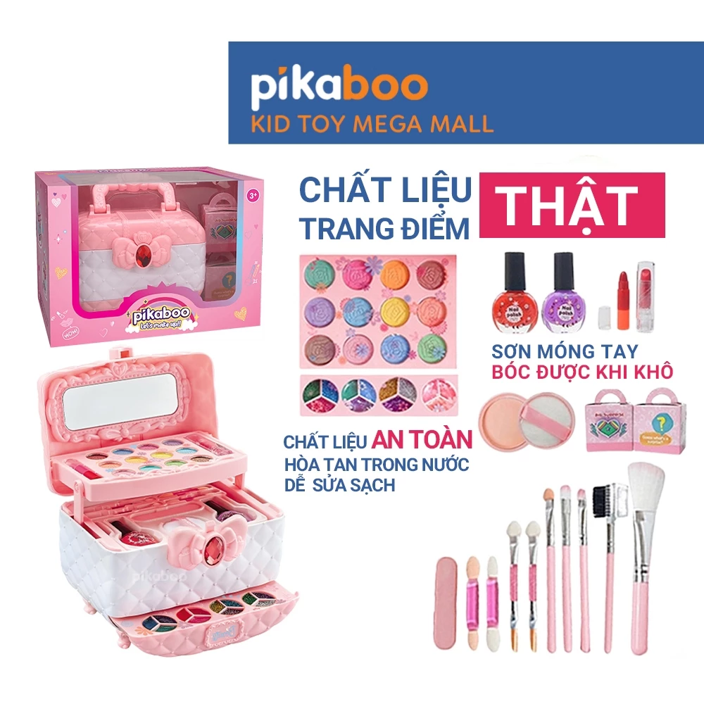 Bộ trang điểm thật cho bé gái an toàn Pikaboo chất liệu trang điểm thật, an toàn, dễ dàng rửa sạch với nước
