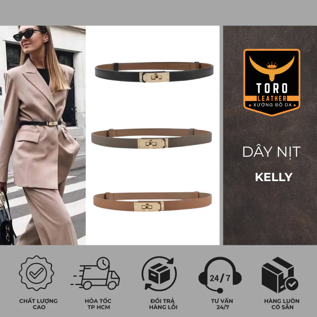 Thắt lưng da hot trend - Dây nịt nữ KELLY - mã TLKL