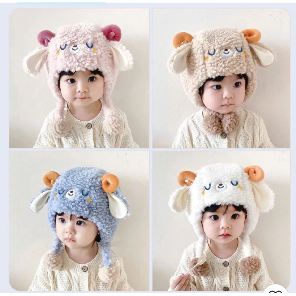 Mũ Len Bịt Tai Lông Cừu Cưng Xỉu Cho Bé Từ 2-4 Tuổi