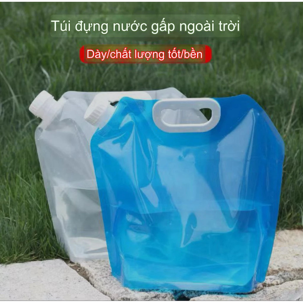 Túi Đựng Nước Gấp Ngoài Trời 5L – 10L, Bình Đựng Nước Dã Ngoại Du Lịch Cắm Trại, Chất Liệu Dày Dặn Bền Chắc