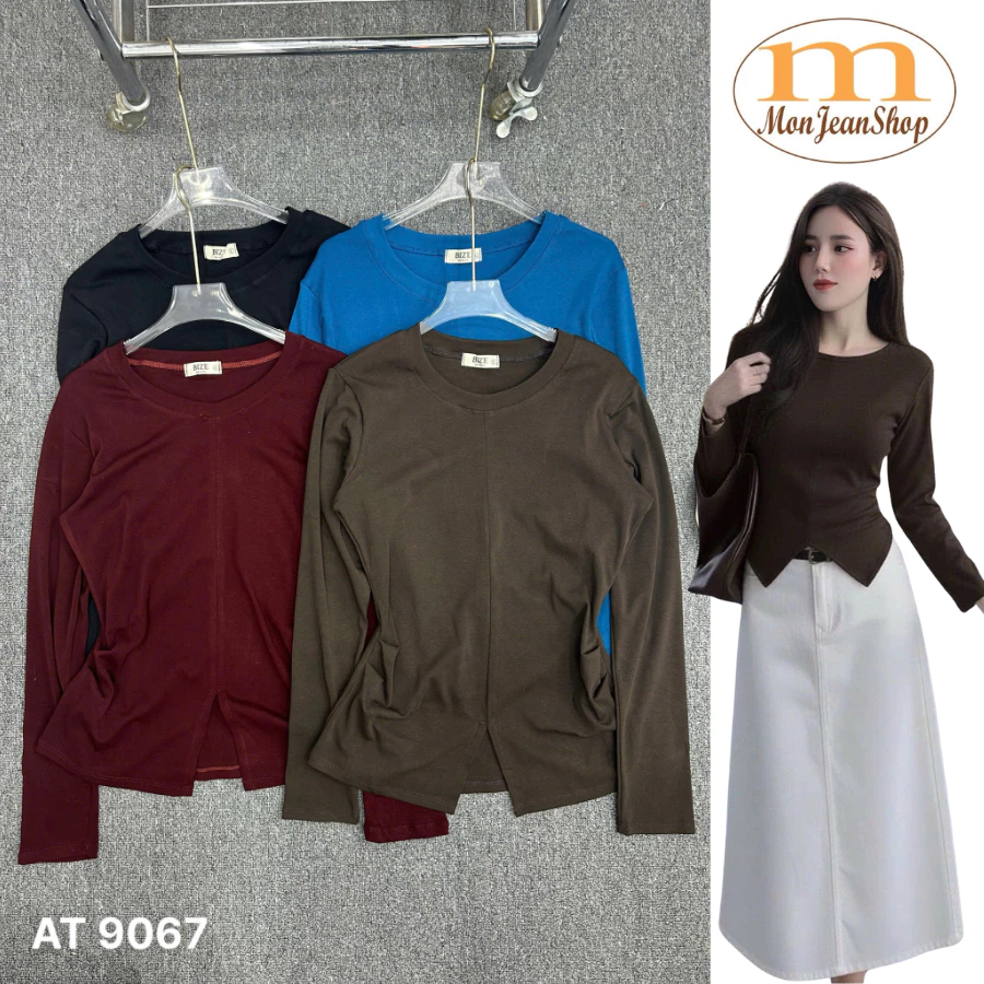 Áo Tay Dài Xẻ Tà Nhún Eo – Tôn dáng, Vạt Dài Dễ Bán Bigsize AT9067