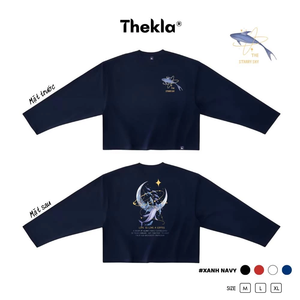 Áo Boxy Dài Tay THEKLA BST281 Vũ Trụ - Áo Thu Đông Cotton 4 Chiều Dày Dặn Co Giãn Streetwear