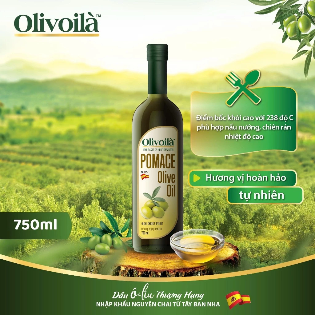 Combo 2/3 Dầu Ôliu Pomace Olivoilà 750ml
