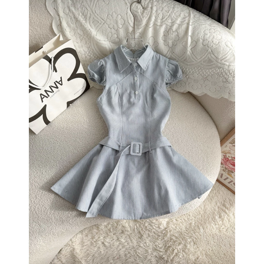 Đầm Kiểu Nữ Sọc Đơn Giản Kèm Nịt Anna - Moko Dress
