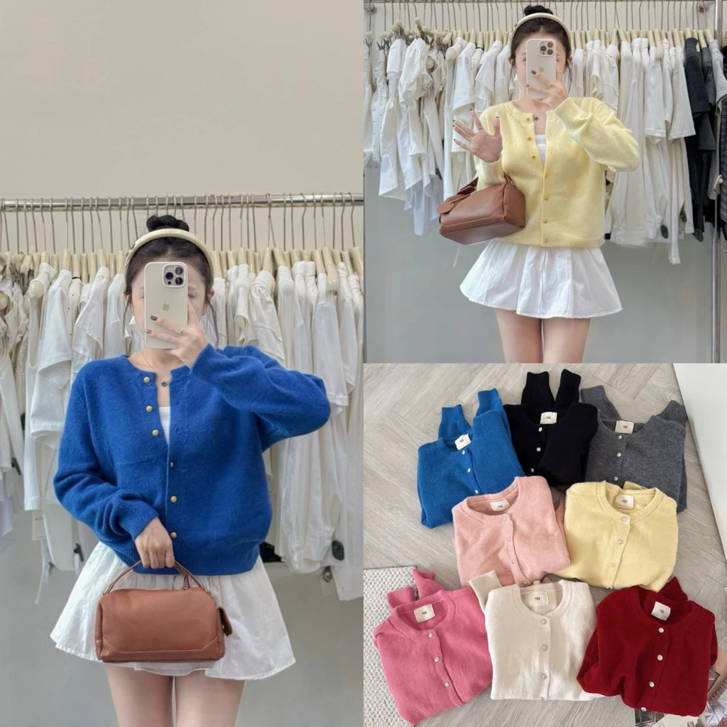 Áo Len Egg Khuy Vàng Áo Cardigan Len Mềm Mịn Style Hàn (Loại 1 Có Sẵn Ship Hoả Tốc) Áo Len Mùa Thu Đông
