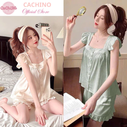 Bộ ngủ lụa cộc tay , bộ ngủ dễ thương cao cấp
