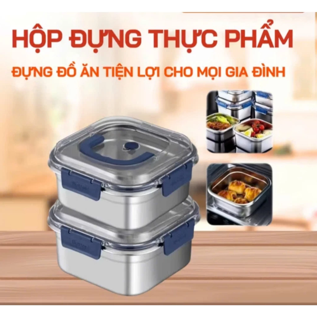 Combo 3 hộp đựng thực phẩm đựng đồ để tủ lạnh ngăn mùi có nắp đậy tay xách dung tích 1800ml