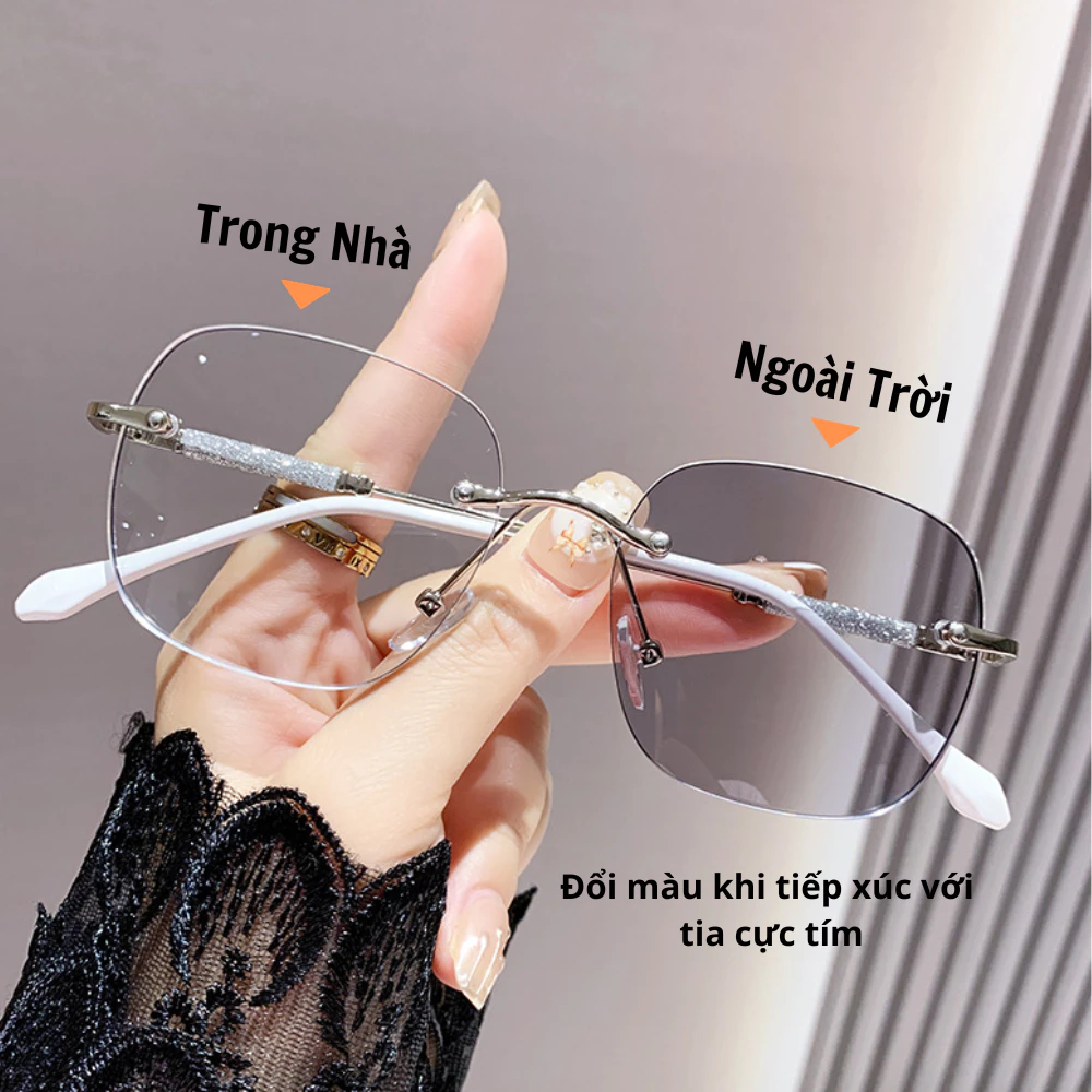 Gọng Kính Khoan Đổi Màu 904 Thời Trang, Mắt Kính Nữ Nam Douyin Sang Chảnh Chống Ánh Sáng Xanh FERADO