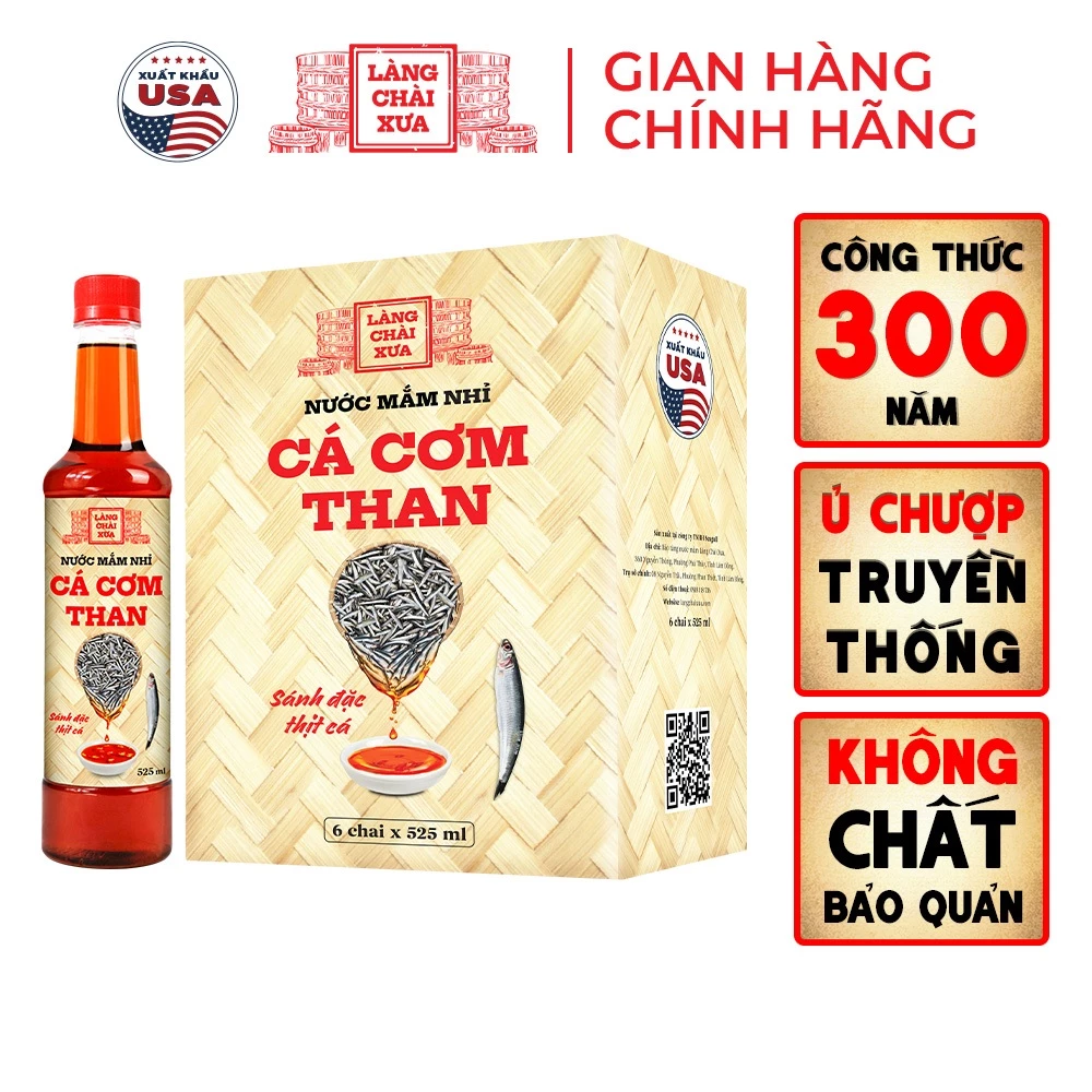 [Date mới] 01 Chai Nước mắm nhỉ cá cơm than truyền thống Làng Chài Xưa 525ml sánh đặc thịt cá