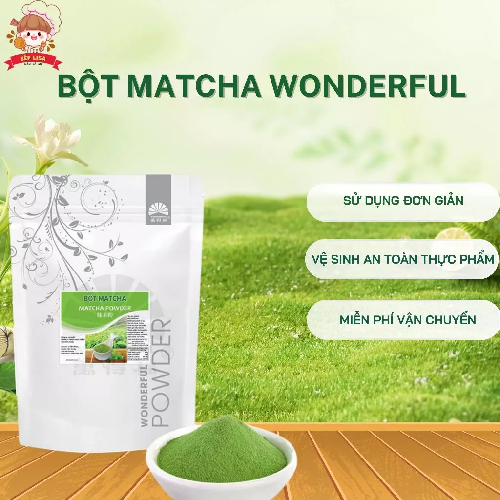Bột Matcha 2in1 Wonderful - Hương vị trà xanh 100% - Nguyên liệu làm bánh, pha chế