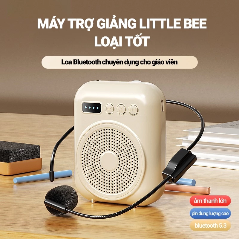 Loa Trợ Giảng Little Bee Nhỏ Gọn, Máy Trợ Giảng Mic Nhạy, Lọc Ồn Tốt, Có Hỗ Trợ Bluetooth