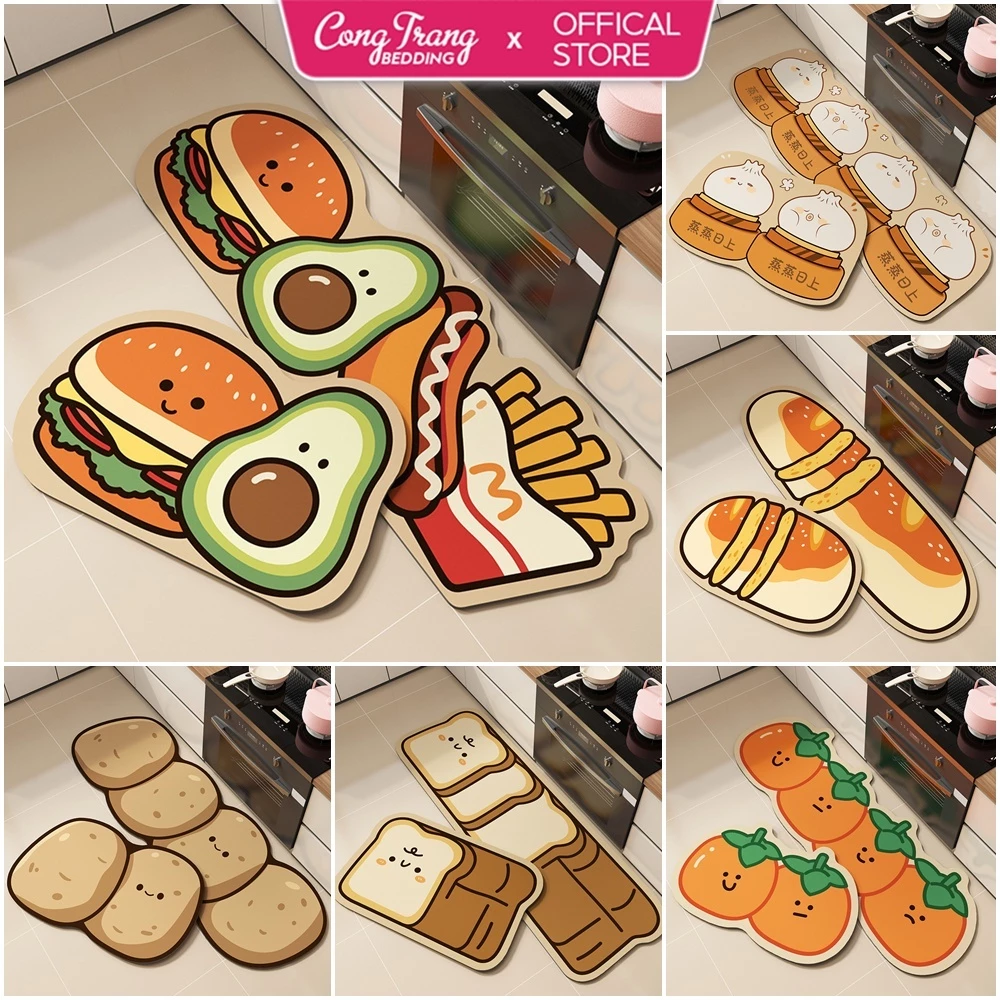 Thảm lau chân nhà Bếp bali 100 mẫu mới 2025 chùi chân trải sàn phòng khách phòng tắm 3d chống trượt đế cao su hút nước