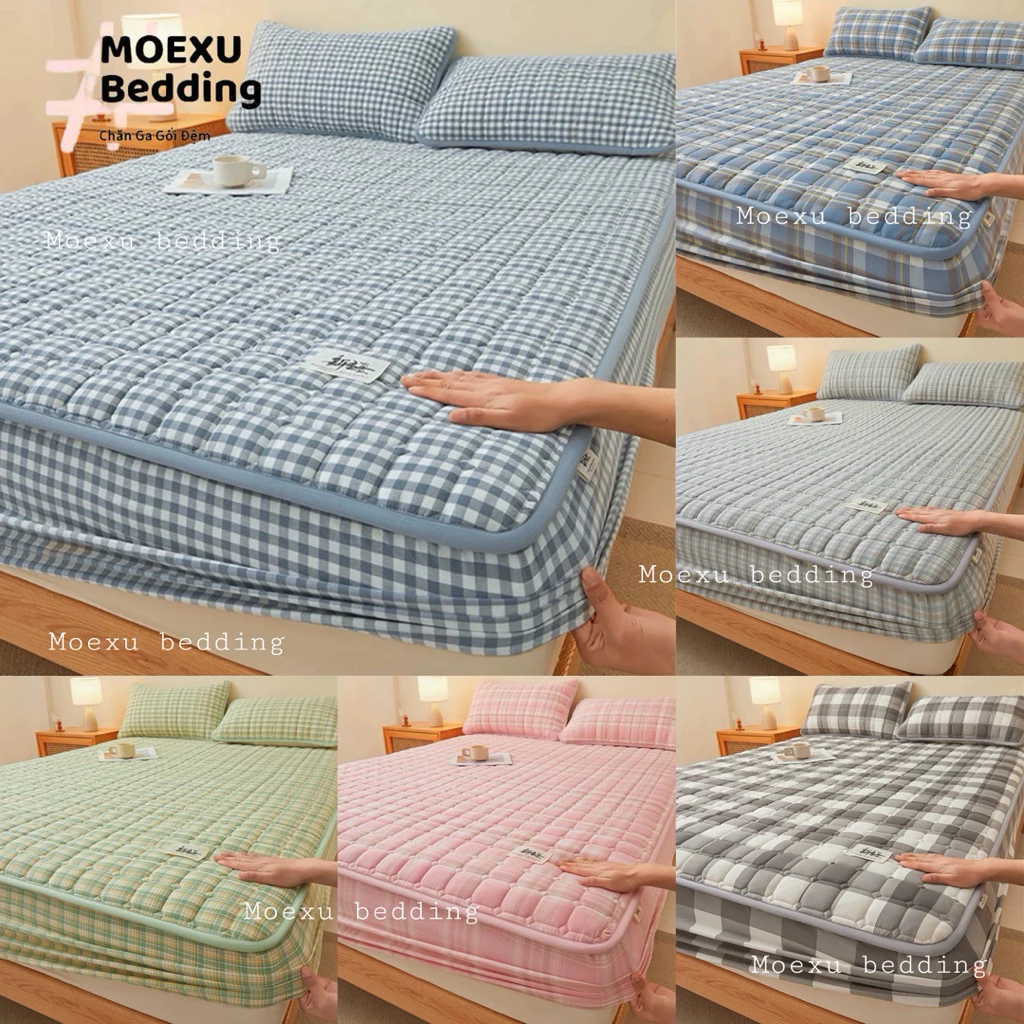 Bộ ga gối 3 món trần bông cotton đũi xơ đậu nành mềm mại thoáng mát thấm hút mồ hôi nhiều họa tiết