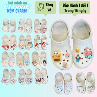 (KÈM CHARM NHƯ HÌNH+ VỚ) Dép Sục Cross Classic Clog Cao 3.5cm Êm Nhẹ đúc nguyên khôi nam nữ có quai hậu - haiminhan