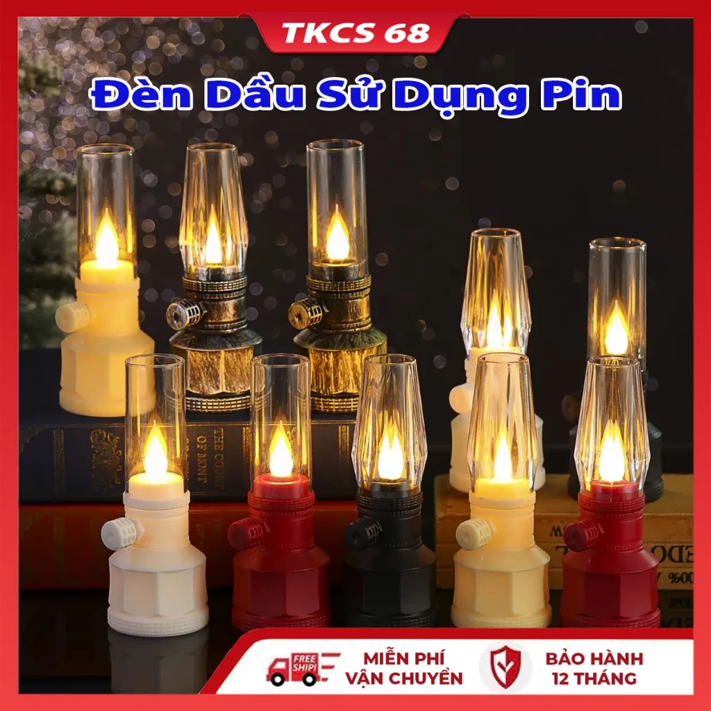 Đèn Dầu Sử Dụng Pin Phong Cách Cổ Điển Hoạt Động Bằng Pin Đèn Dầu Điện Tử ,Trang Trí Bàn Thờ Thiết Kế Đơn Giản Tiện Dụng