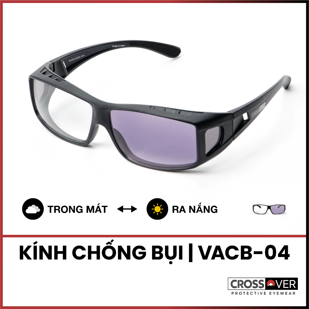Kính Chống Bụi Cao Cấp CROSSOVER Bản To Chắn Gió Bụi Ngăn Tia UV400 Làm Dịu Mắt | VACB-04