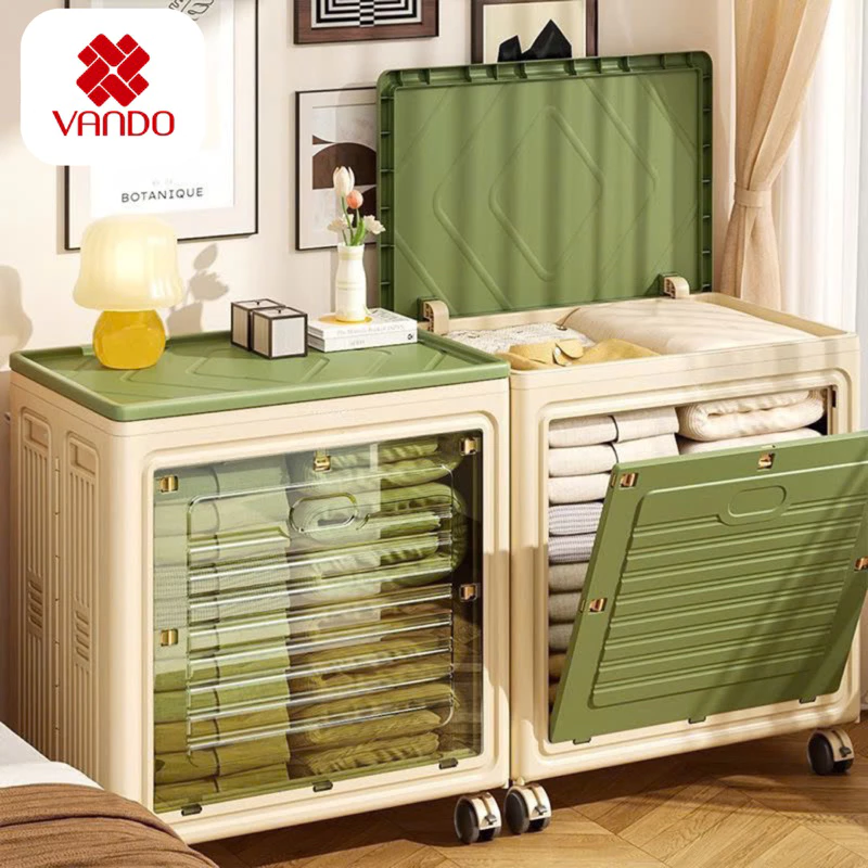 Hộp Đựng Đồ Đa Năng Gấp Gọn Có Bánh Xe Cao Cấp Nhập Khẩu, Thùng Đựng Quần Áo Có Nắp Đậy Thông Minh MAIHONGPHONG 1010