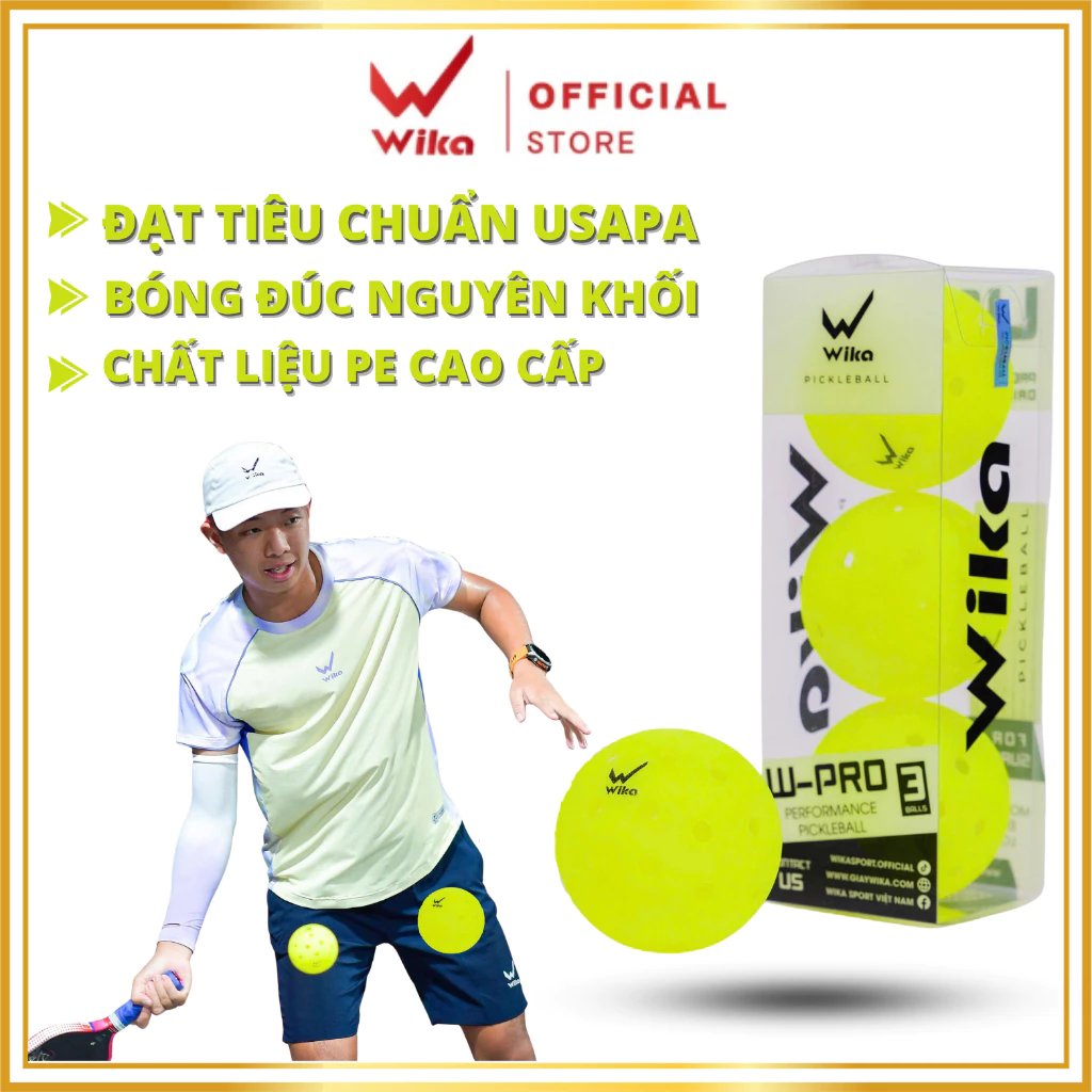 BÓNG PICKLEBALL THI ĐẤU WIKA W-PRO,Chất liệu PE cao cấp,Trọng lượng  26g, Pickleball chính hãng