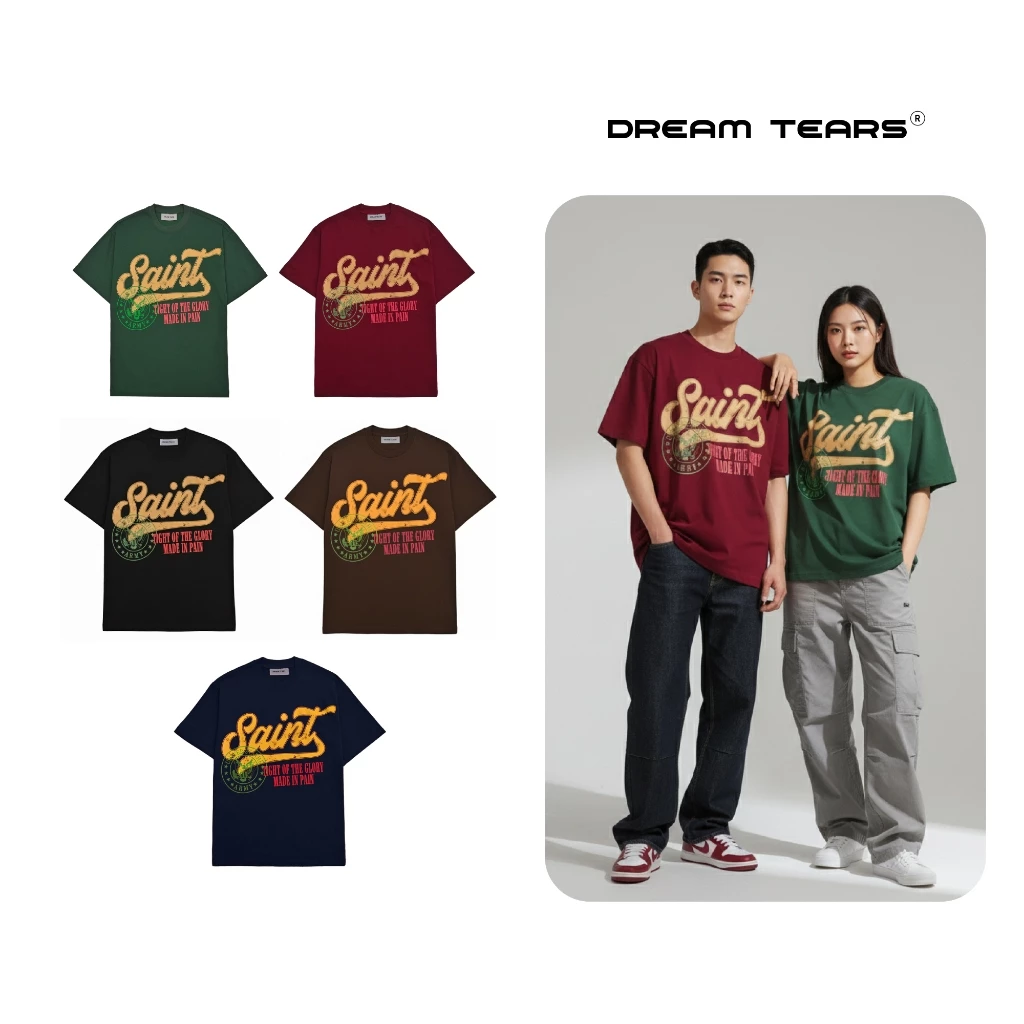 Áo Thun Nam Nữ Dream Tears Cổ Tròn Chất Vải 250Gsm Thoáng Mát AP09