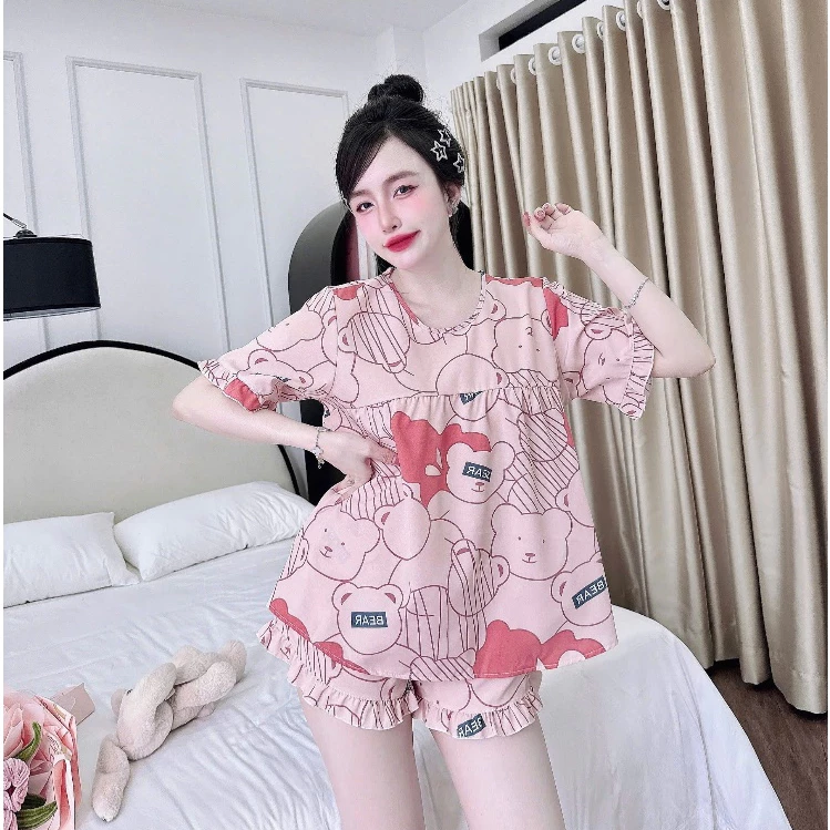 Đồ Bộ Mặc Nhà, Bộ Ngủ Freesize Lụa 100D Mát Mẻ Không Nhăn, Không Nhàu, Họa Tiết Dễ Thương-Balii
