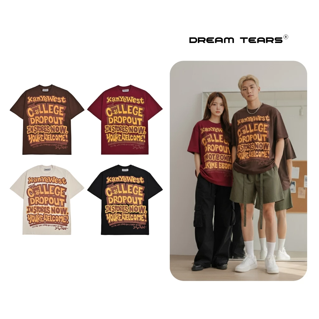 Áo Thun Nam Nữ Dream Tears Cổ Tròn Chất Vải 250Gsm Thoáng Mát AP39