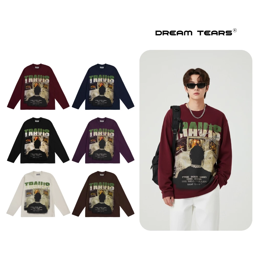 Áo Thun Dài Tay Dream Tears , Chất Liệu Cotton Định Lượng 250Gsm , Thoáng Mát , Sang Trọng , From Dáng Trẻ Trung LT2