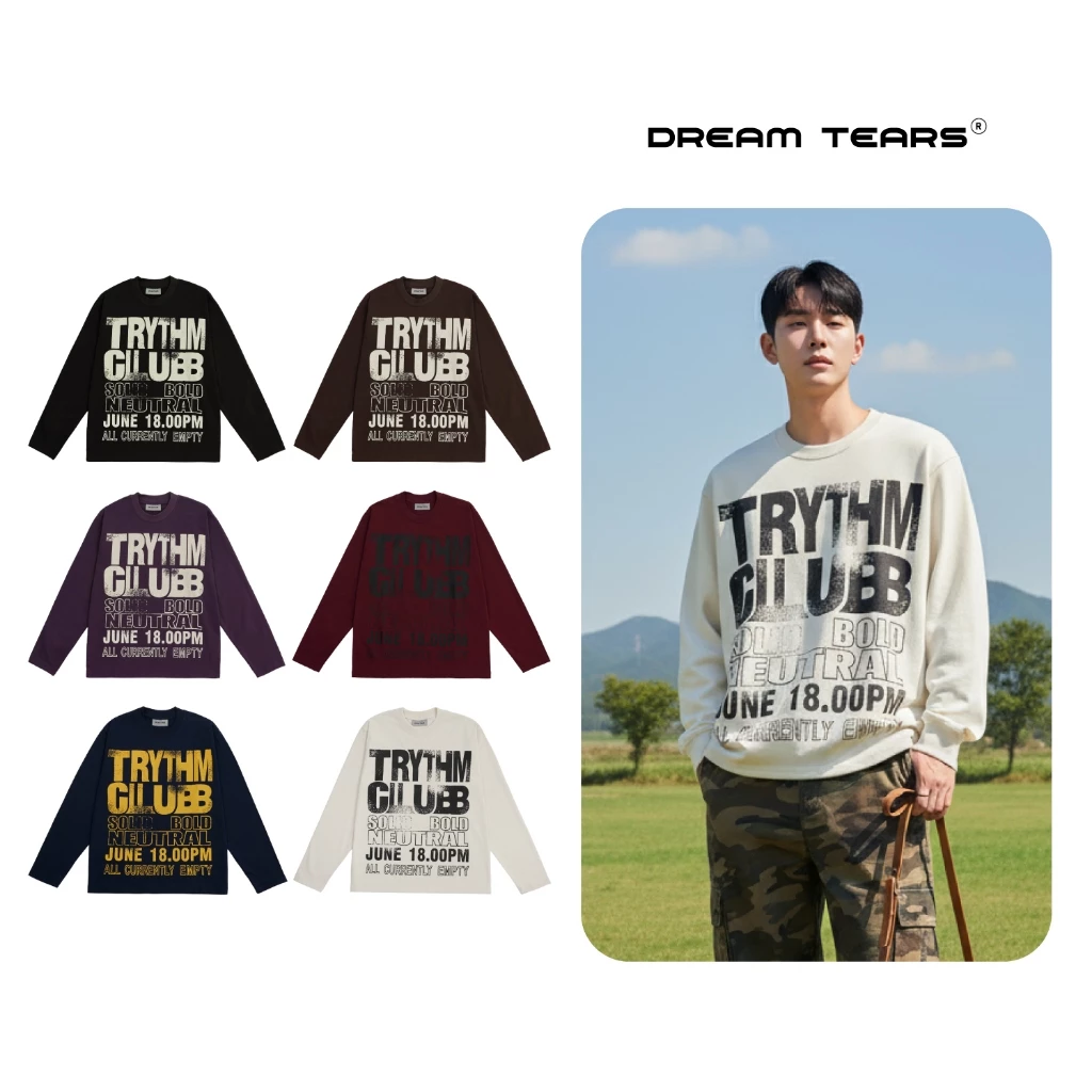 Áo Thun Dài Tay Dream Tears , Chất Liệu Cotton Định Lượng 250Gsm , Thoáng Mát , Sang Trọng , From Dáng Trẻ Trung LT2
