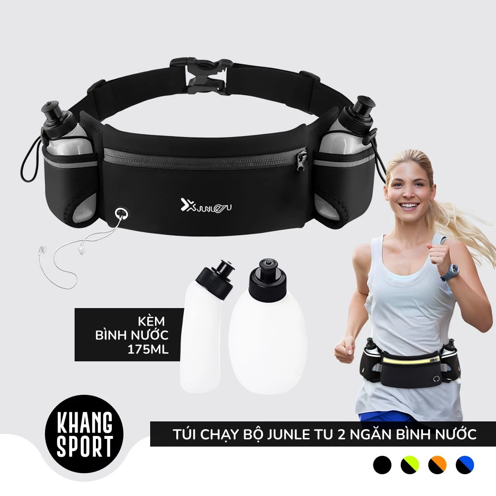 Túi Chạy Bộ Thể Thao, Túi Đeo Bụng Kèm Ngăn Đựng 2 Bình Nước, Đai Đeo Điện Thoại Chạy Bộ Nam Nữ - TĐE02-2BN