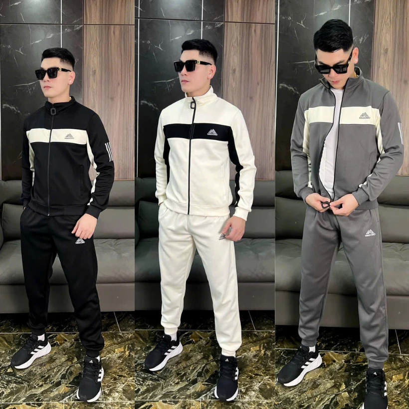 Bộ Nỉ Nam Thể Thao Chất Nỉ Ép Dày Dặn Mềm Mịn Có Khóa Kéo Mặc Ấm Thu Đông Trẻ Trung Năng Động NE433
