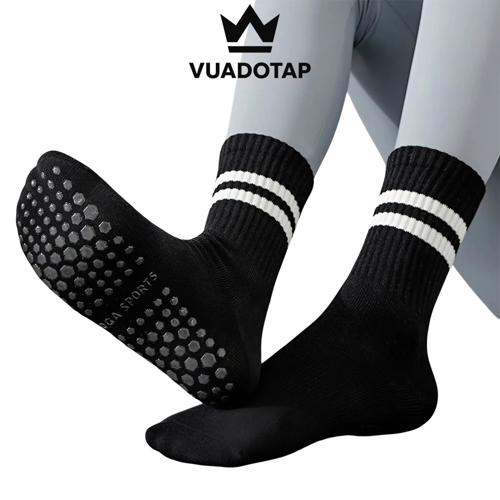 Vớ Tất Chân Cao Cổ Nữ Tập Yoga, Pilates, Gym, Pickleball  Co Giãn Đính Hạt Silicon Chống Trơn Trượt