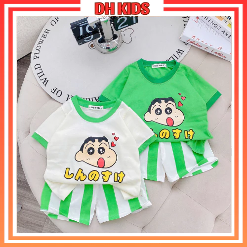 [B22] Bộ quần áo cộc tay shin bút chì chất cotton lạnh mềm mịn  đáng yêu có bé trai bé gái từ 6 - 16kg - DH KIDS
