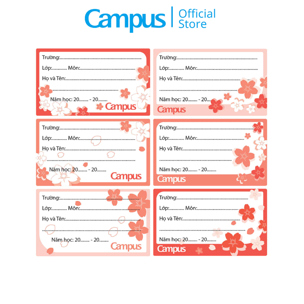 Túi 18 Nhãn Vở Học Sinh Rain Of Sakura Series Chính Hãng Campus