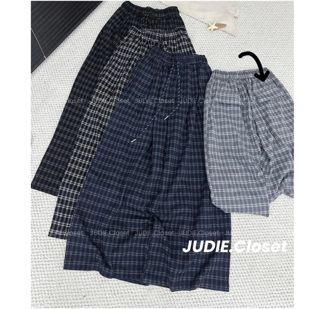 HÀNG L1 - Quần Ống Suông Chất Dạ Kẻ Caro Cạp Chun MỚI 2026 JUDIE.Closet